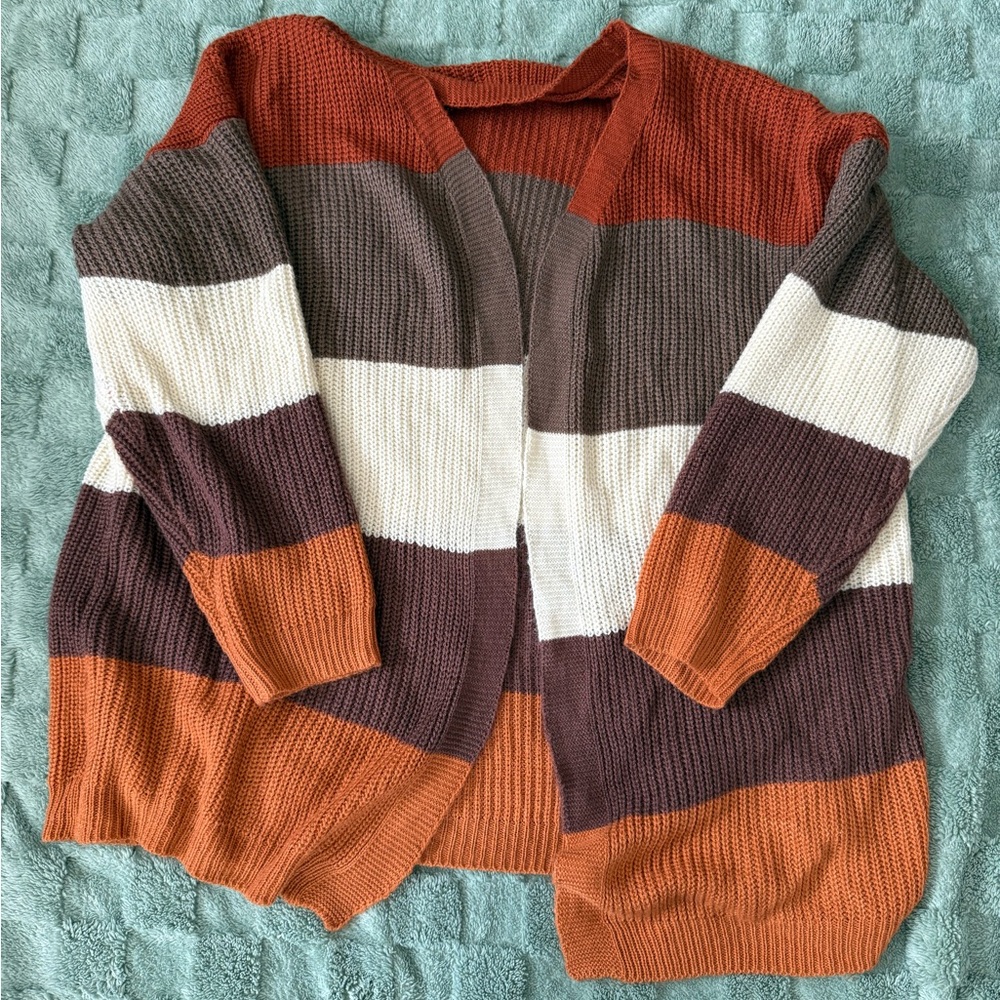 Cozy Orange and Brown Cardigan Sweater